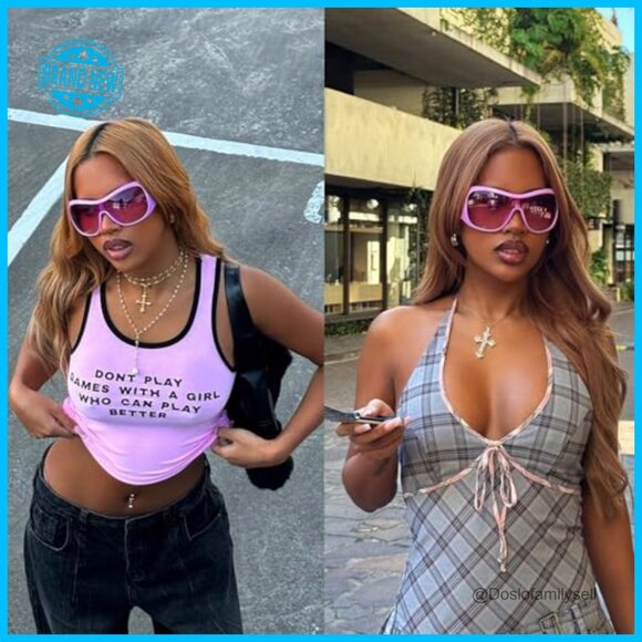 Oversized Wrap Around Sunglasses Retro Y2K Funky Shield UV Protection main image 6